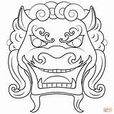 Chinese Lion Coloring Mask Year Pages Printable Masks Supercoloring Categories sketch template