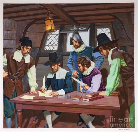 signing  mayflower compact painting  ed vebell fine art america