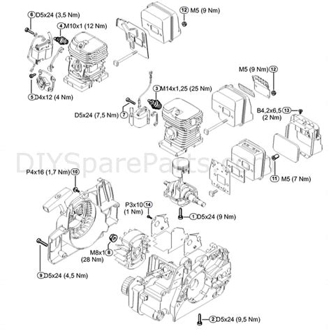 stihl ms  chainsaw ms  mix parts diagram torques