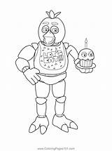 Chica Fnaf Nights Freddys Coloringpages101 sketch template