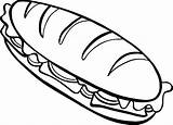 Sandwich Submarine Sub Vector Line Clip Illustrations Sandwiches Stock sketch template