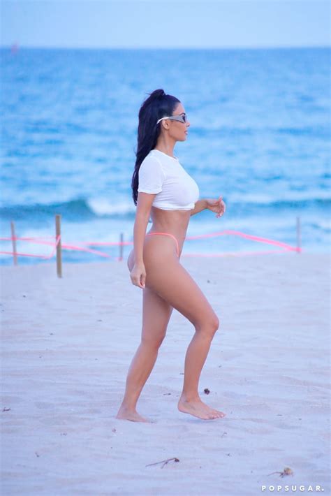 kim kardashian wearing thong bikini in miami august 2018 popsugar