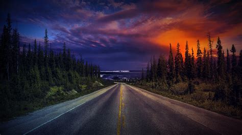 sunset road image abyss