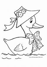 Coloring Pages Duck Animal Printable Color Kids Sheets Ducks Hat Bow Found sketch template