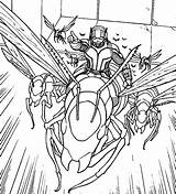 Ant Man Coloring Pages Drawing Wasps Kids Commands sketch template
