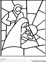 Stained Glass Coloring Window Pages Christmas Kids Nativity Simple Angel Scene Outline Drawing Printables Noel Printable Crafts Colour Adult Cross sketch template
