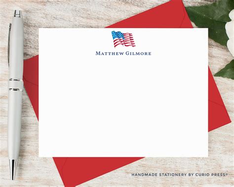 american flag flat card set   personalized stationary set