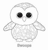 Ty Coloring Beanie Pages Boo Swoops Boos Stuffed Printable Babies Slush Owl Print Animal Party Kids King Penguin Color Rocks sketch template
