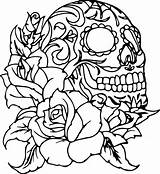 Coloring Skull Pages Roses Skulls Rose Easy Printable Drawing Dead Candy Cross Cool Flowers Mexican Heart Sugar Color Sheets Drawings sketch template