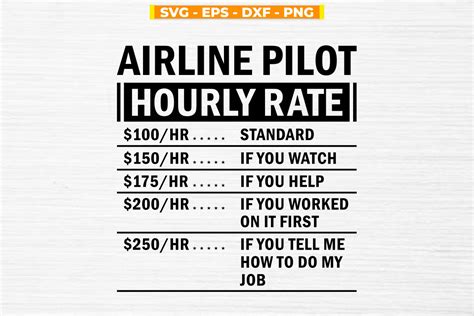 airline pilot hourly rate graphic  svgitemsstore creative fabrica