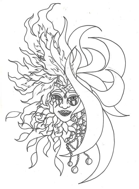 sun  moon coloring page coloring home