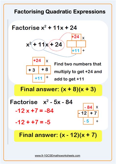 factorising quadratics worksheet practice questions cazoomy