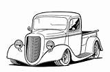 Drawing Rod Hot Coloring Pages Cars Ford Drawings Rat Car Tractor Old Pencil Truck Chevy Line Trucks Classic Illustrations Cartoon sketch template