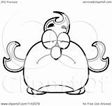 Sad Chubby Phoenix Bird Fire Clipart Cartoon Coloring Outlined Vector Thoman Cory Royalty sketch template