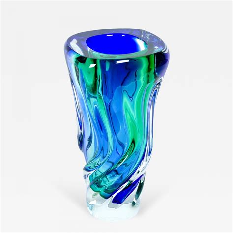 Murano Glass Tall Mid Century Modern Murano Glass Vase Piece