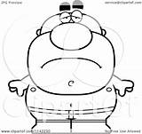 Depressed Pudgy Swimmer Male Clipart Cartoon Outlined Coloring Vector Thoman Cory Royalty sketch template