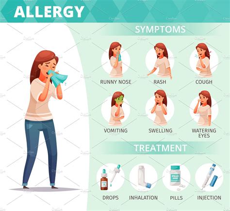 allergy symptoms  treatment decorative illustrations creative market