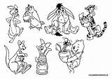 Pooh Winnie Coloring Pages Piglet Characters Owl Fall Classic Color Clipart Disney Printable Character Drawings Colouring Printables Roo Rabbit Eeyore sketch template