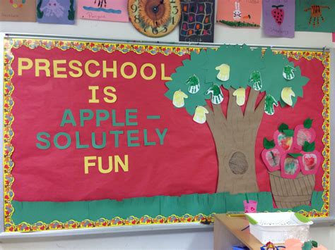 pin  kimberly crecca  preschool september bulletin boards apple