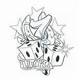 Tattoo Lucky Designs Drawing Outline Drawings Graffiti Card Tattoos Dice Stencil Stencils Tattoojockey Coloring Adult Seven sketch template