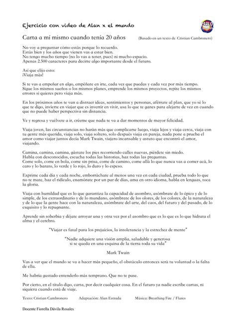 Carta A Mi Mismo Proyecto De Vida Compartir Carta