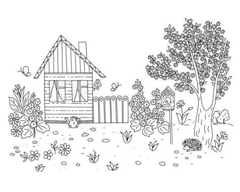 house coloring page illustrations royalty  vector graphics clip