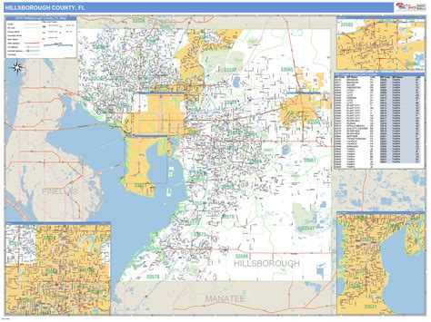 Hillsborough County Fl Zip Code Wall Map Basic Style By