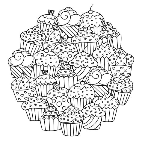 circle cupcakes cupcakes adult coloring pages