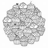 Coloring Cupcakes Mandala Cakes Pages Mandalas Cup Color Adults Cute Sweet Simple Cake Printable Adult Circle Delicious Treats Beautiful Prints sketch template