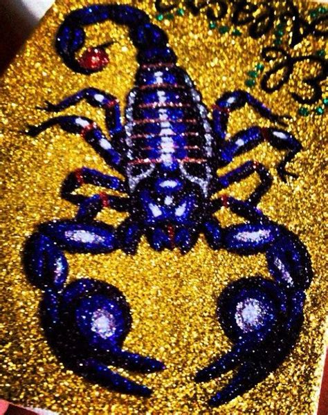 El Alacran The Scorpion Loteria Card Glitter Art By