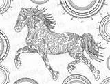 Horse Coloring Mandala Adult Gift Wall Zentangle Pages Etsy Para Horses Color Print Colouring Template Zoom Printable Sold Description Visit sketch template