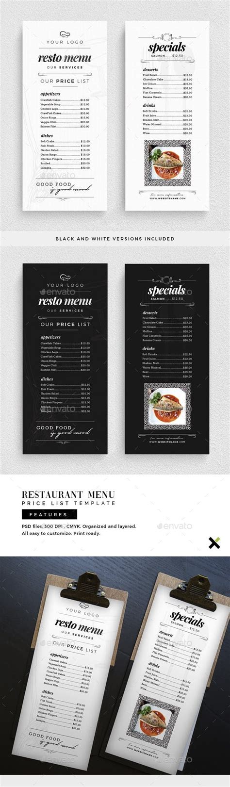 restaurant menu price list template menu restaurant price list template food menu template