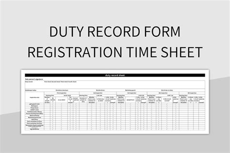 duty record form registration time sheet excel template  google