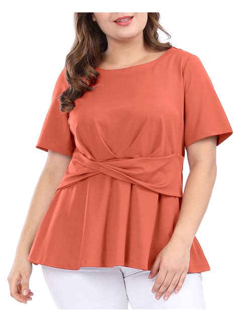 unique bargains womens  size knot front short sleeves peplum top blouse shirt walmartcom