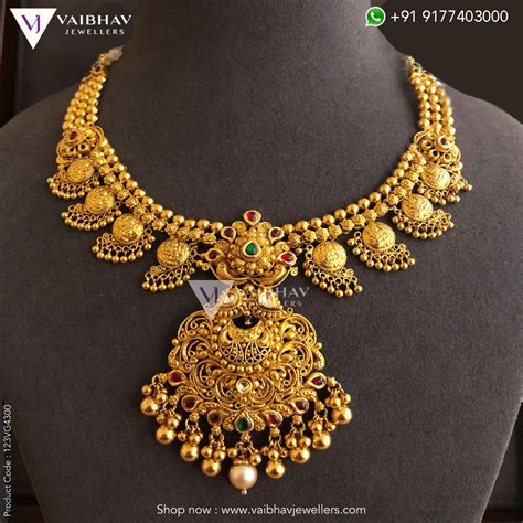 antique gold necklaces  vaibhav indian jewellery designs