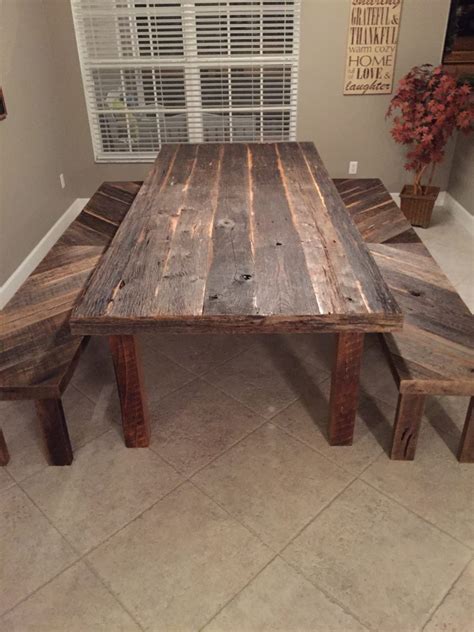stacys rustic reclaimed wood dining table  matching