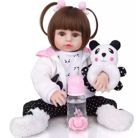 boneca bebê reborn panda keiumi 48cm com pelúcia acessórios brinquedo