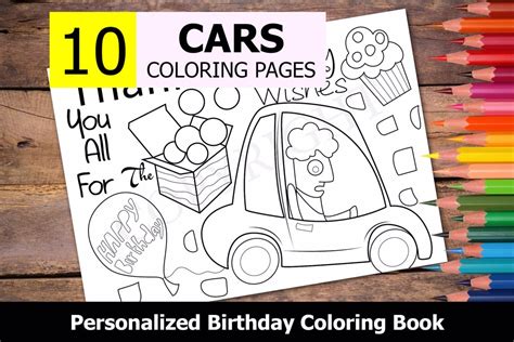 cars theme personalized birthday coloring book coloring books  adults