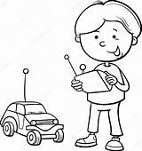 Car Coloring Boy Toy Remote Pages Playing Rc Toys Stock Cartoon Illustration Vector Clipart Kids Sheet Color sketch template