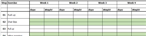 excel template exercise  workout tracking template