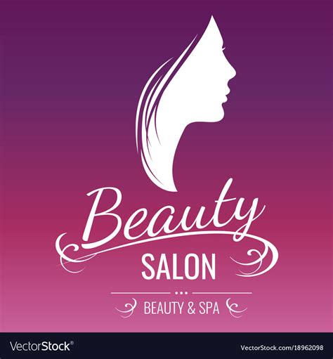 beauty salon logo design with woman silhouette on vector image
