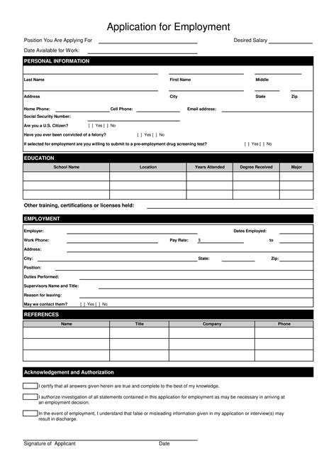 simple job application form templates  allbusinesstemplatescom