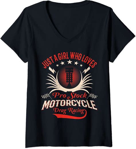 womens just a girl who loves pro stock motorcycle drag racing v neck t