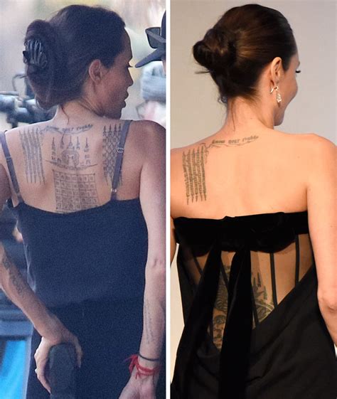 angelina jolie got three new tattoos on her back and