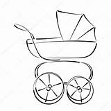Baby Stroller Drawing Carriage Clipart Buggy Vintage Sketched Getdrawings Clipartmag sketch template