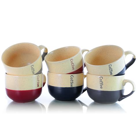 elama latte cafe gift cups  piece set   oz large mugs  latte coffee  tea walmartcom