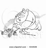 Lawn Bear Cartoon Mowing Outline His Clip Toonaday Illustration Royalty Rf Posters Prints Poster Yard Work Print Grass Tall Man sketch template