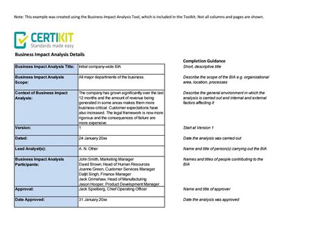business impact analysis tool  certikit limited issuu