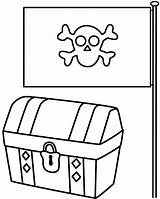 Treasure Chest Coloring Pirate Flag Its sketch template
