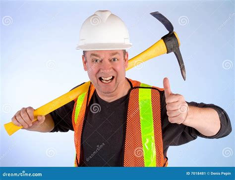 happy construction worker stock image image   laborer